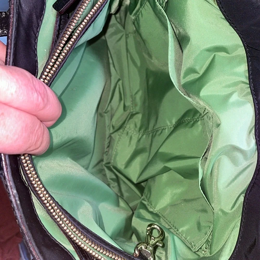 Kate Spade black quilted leather trim diaper bag